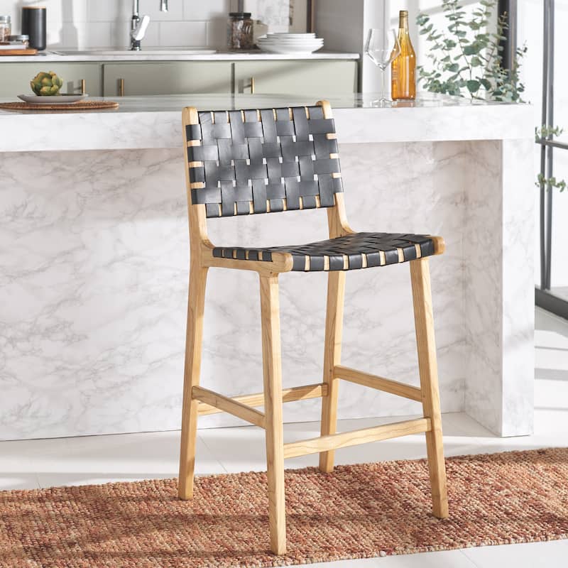 SAFAVIEH Home Adah 27-inch Leather Counter Stool - 20"Wx20"Dx41"H