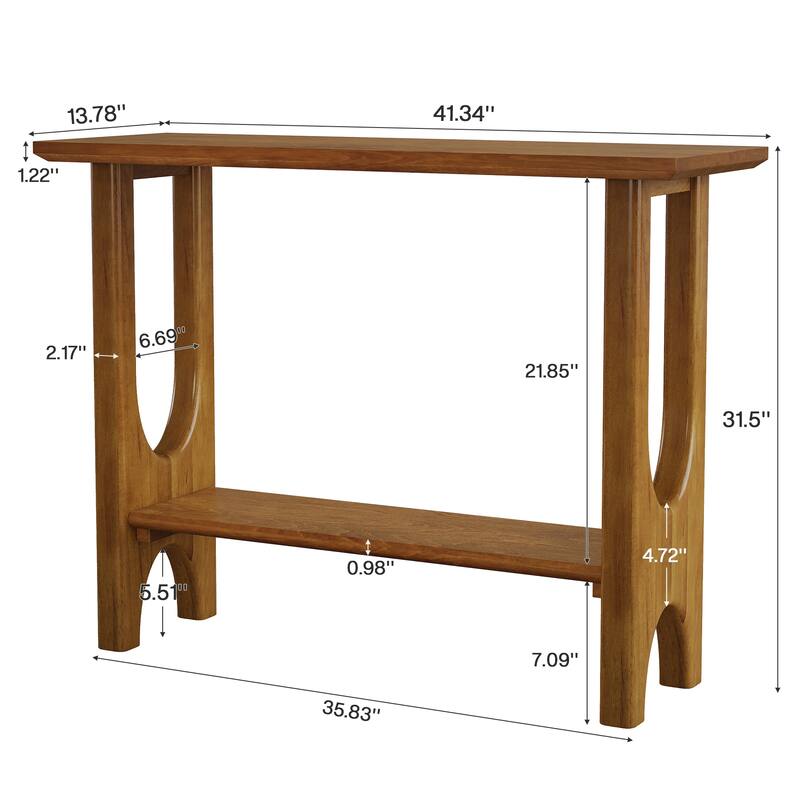 41.33'' Console Table with Solid Wood Legs, Farmhouse Sofa Table with Storage
