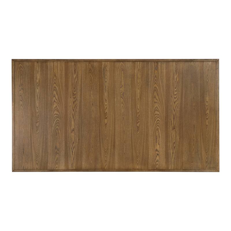 Furniture of America Synosin Farmhouse Rustic Oak 78-inch Wood Dining Table with Trestle Base