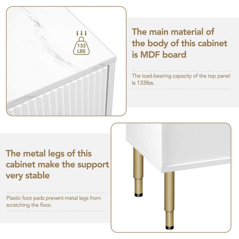 Buffet with Tempered Glass Doors,Gold Metal Legs and Handles Bed Bath & Beyond 37476203