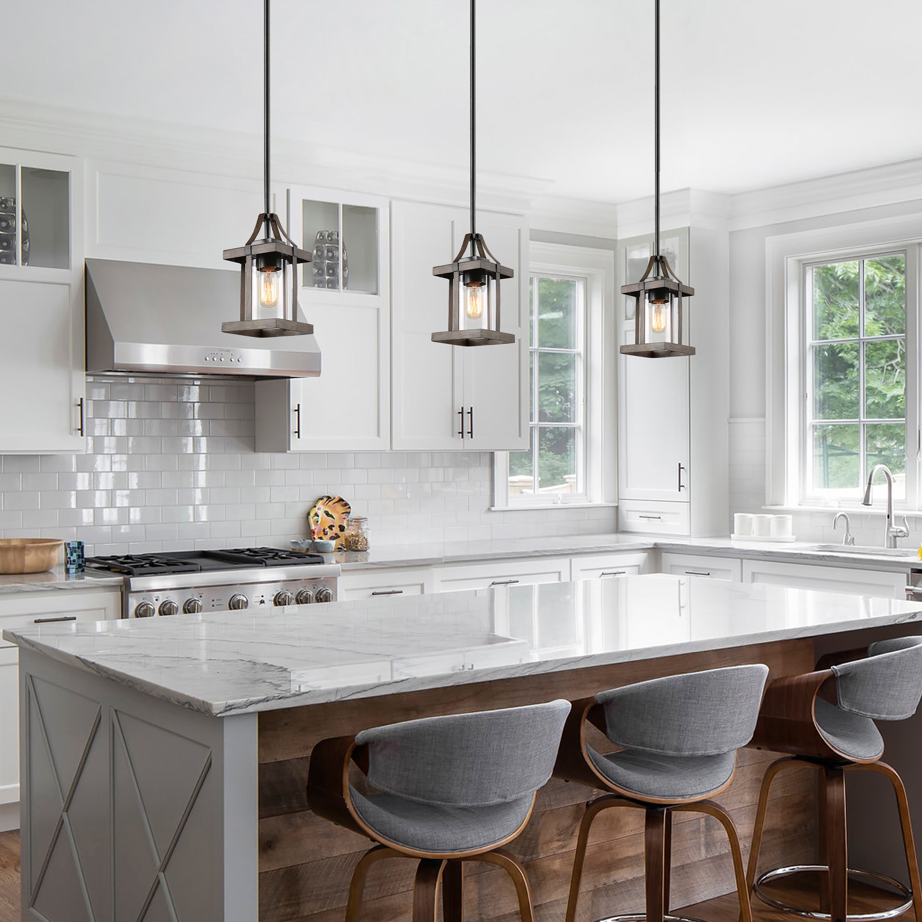 Pendant lights for grey kitchen top