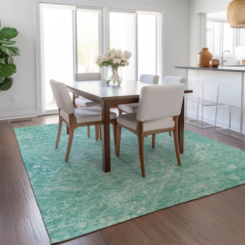 Machine Washable Indoor/ Outdoor Chantille Abstract Watercolor Rug