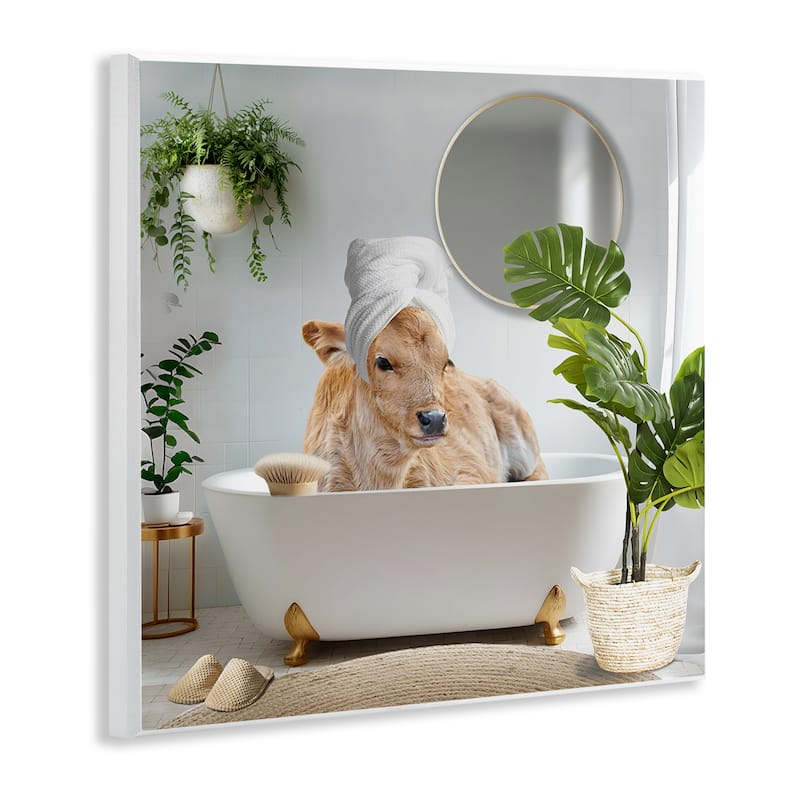 Stupell Pampered Cow in Bath Wall Plaque Art Design By CAD Designs