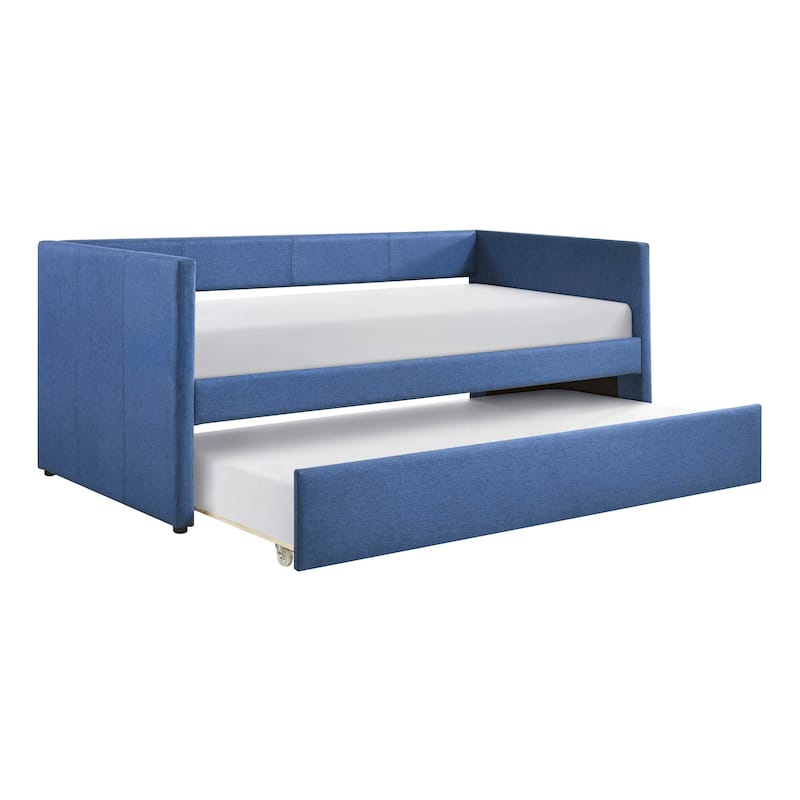 1pc Daybed with Trundle Beige Fabric Upholstery Wooden Frame
