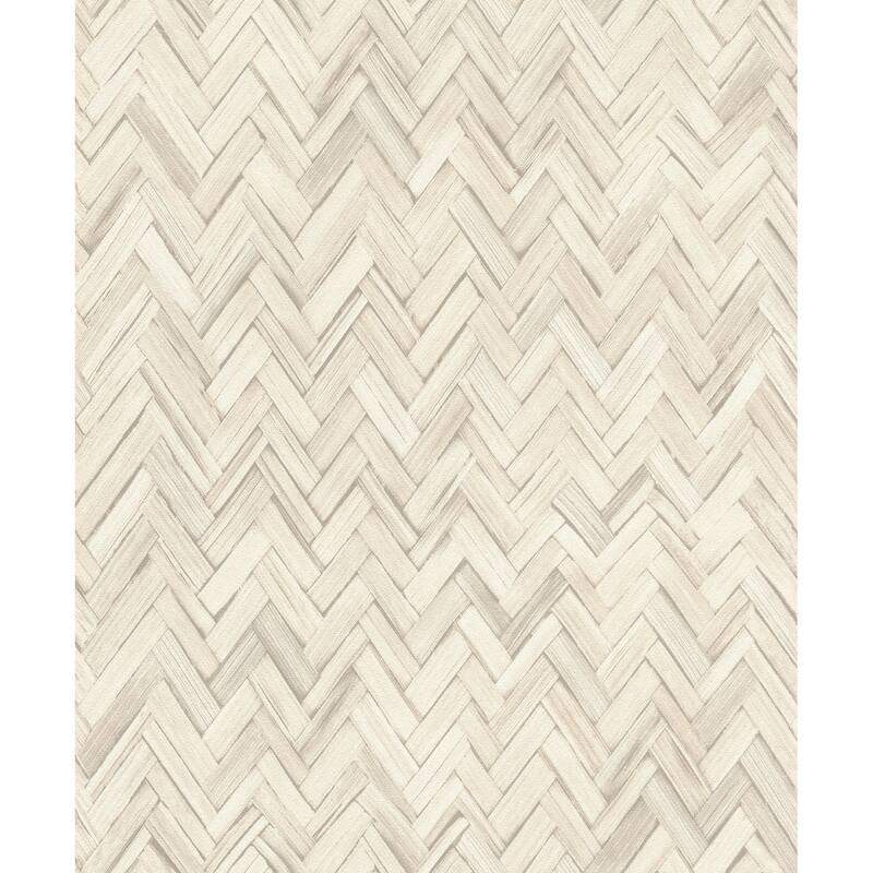A-Street Prints Ellery Beige Herringbone Wallpaper