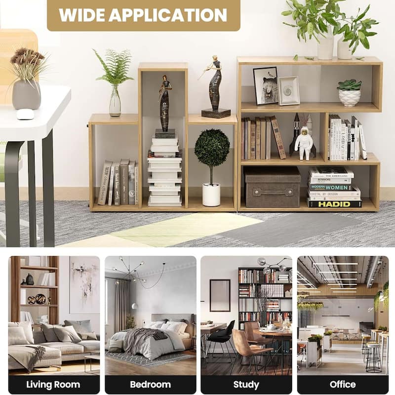 3 Tier Modern Bookshelf 6 Cube Wide Bookshelves Free Combination