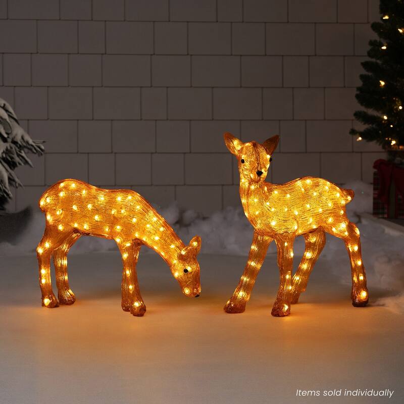 LED Commercial Grade Acrylic Reindeer Christmas Decor 22" White Lights - Brown
