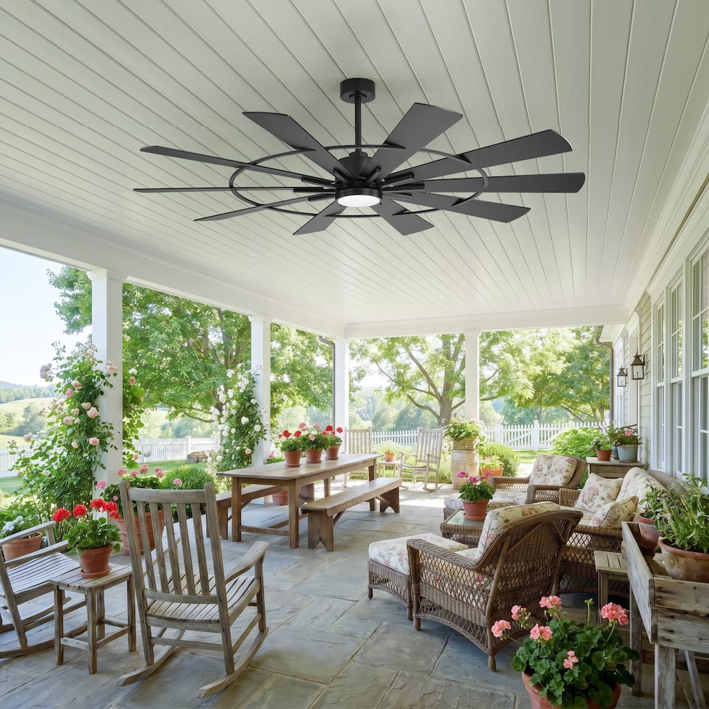72 in Large Ceiling Fan with LED Light and Remote,10 Blade Fan, Reversible Quiet Ceiling Fan