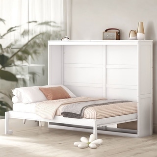 Full Size Cabinet Murphy Bed, Space-saving Furniture Wall Bed(Mattress ...