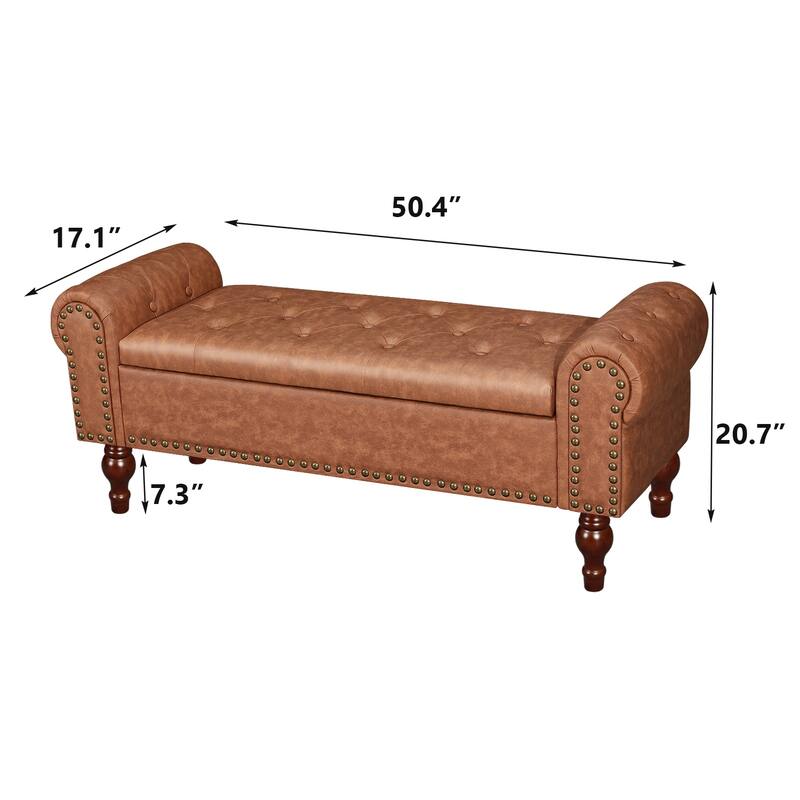 Adeco Storage Ottoman Bench for Bedroom