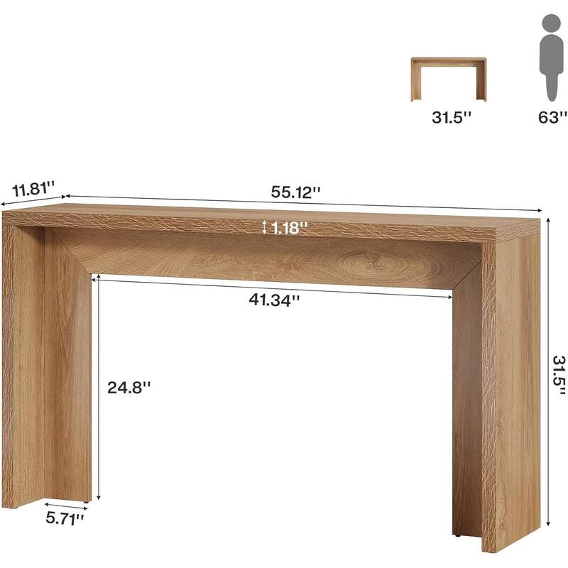 Farmhouse Brown Wood Console Table Entryway Table for Living Room