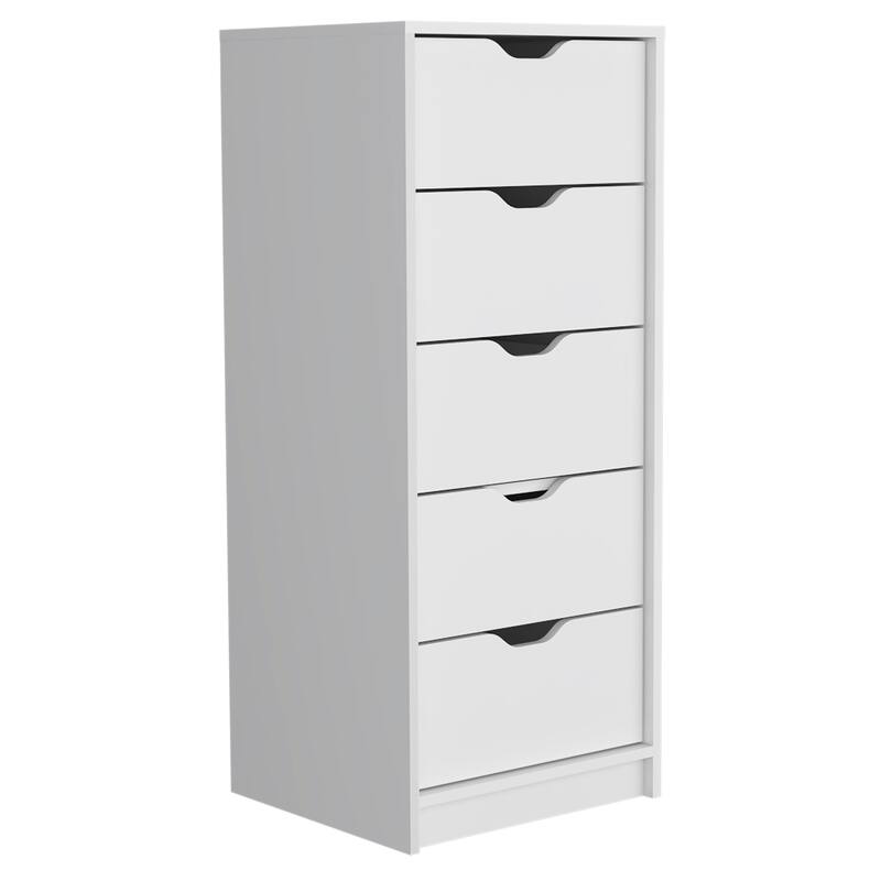 Basilea Narrow Dresser with 5 Drawers, White