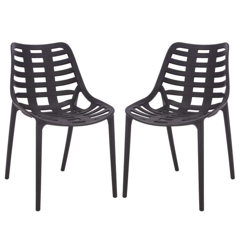 SAFAVIEH Outdoor Living Fufa Dining Chair (Set of 2) - 20"W x 24"D x 33"H - Black