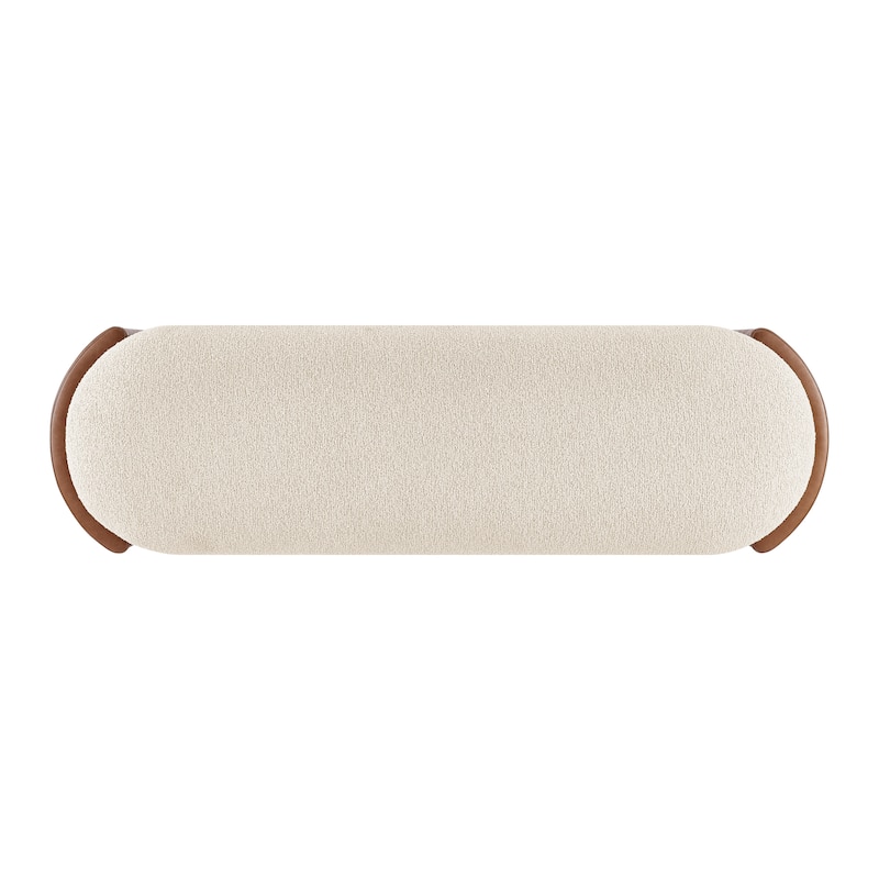 NPD Furniture Alyssa Boucle/Faux Leather Storage Bench