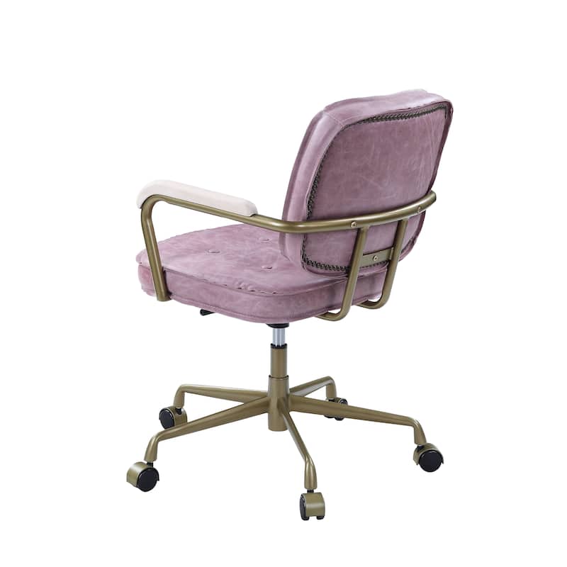 Pink Top Grain Leather Office Chair
