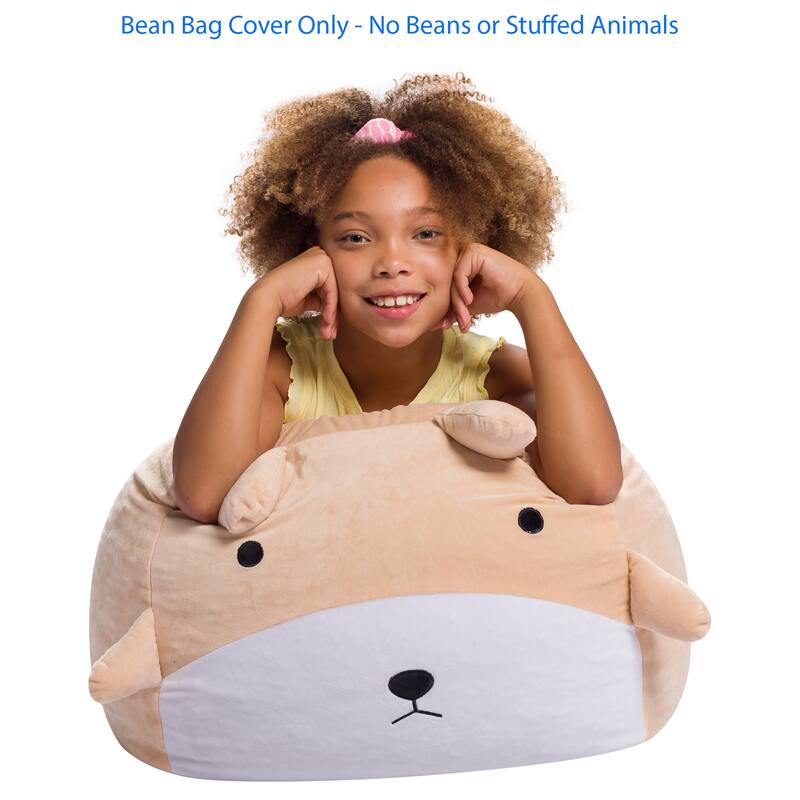 Stuffed Animal Storage Bean Bag Chair Cover only for Kids, Toy Holder