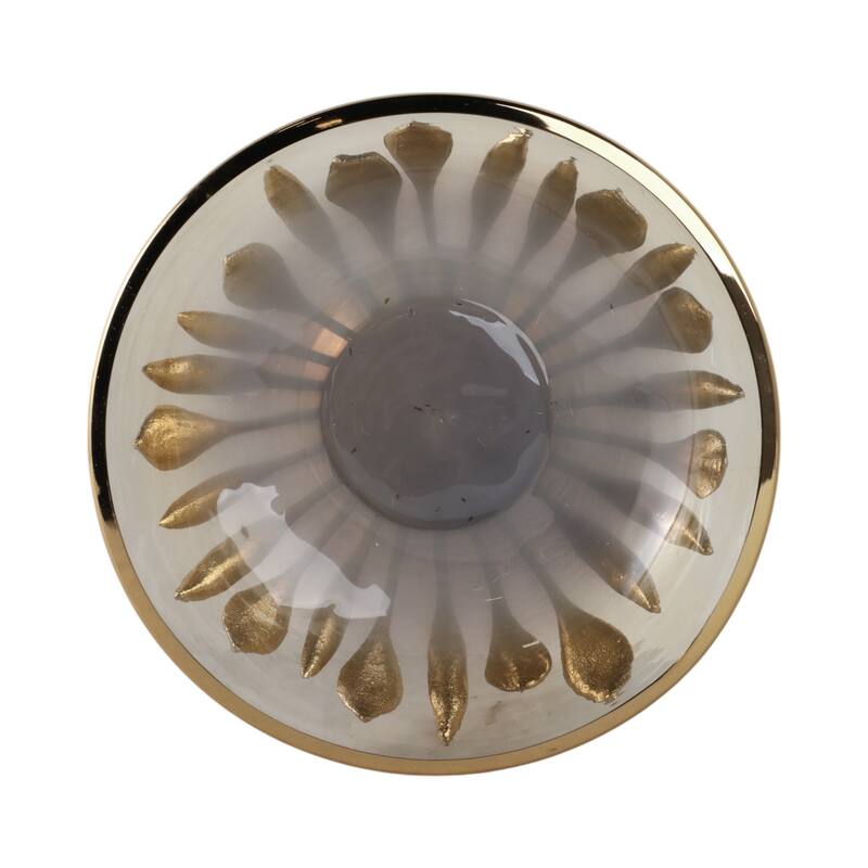 Glass Metal Bowl with Pedestal Base Modern Decorative - 8" Gold - 13" x 13" x 8"