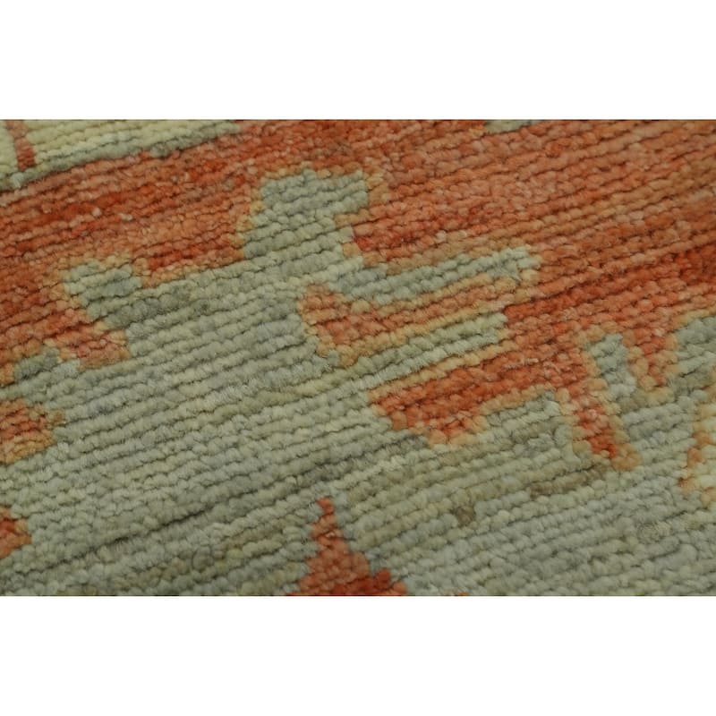 Vegetable Dye Wool Oushak Turkish Area Rug, Medallion Geometric Carpet - 9' 6'' X 8' 3''