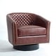 preview thumbnail 40 of 79, 2 Set Tufted PU Vegan Leather Swivel Barrel Chair with Nailheads Trim