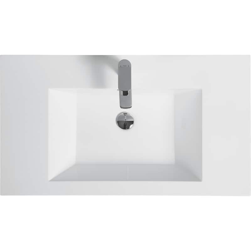 42" Floating Bathroom Vanity with Sink - Ash Grey Wall-Mounted Cabinet, Resin Countertop, Soft-Close Drawers