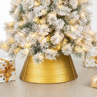 Glitzhome 26"D/22"D Hammered Metal Christmas Tree Collars