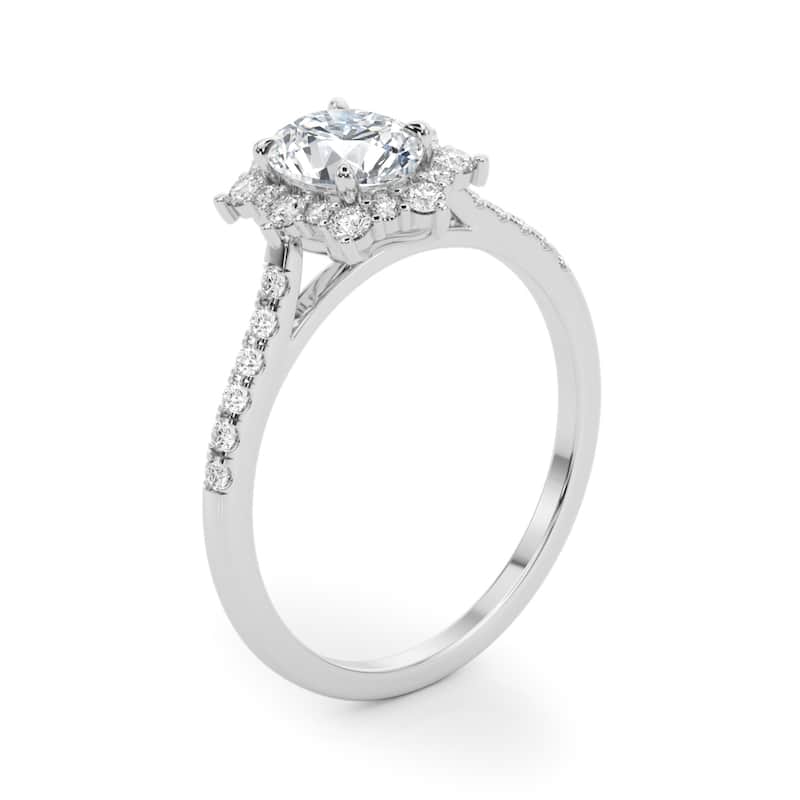 Auriya 14k White Gold Lab Grown Oval Diamond Halo Engagement Ring 0.50 to 5.00 ct. tw. (F-G VS)