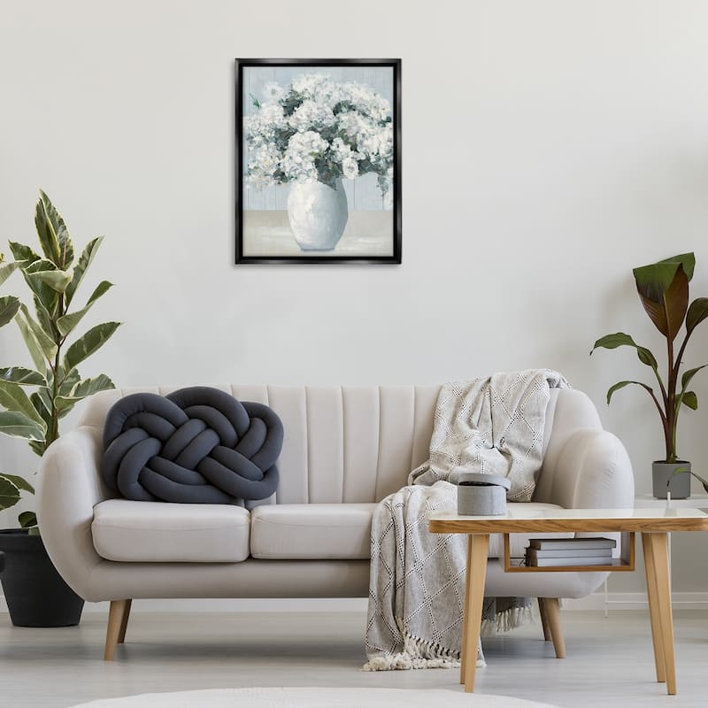Stupell Timeless White Flower Vase Framed Floater Canvas Wall Art Design By Sally Swatland