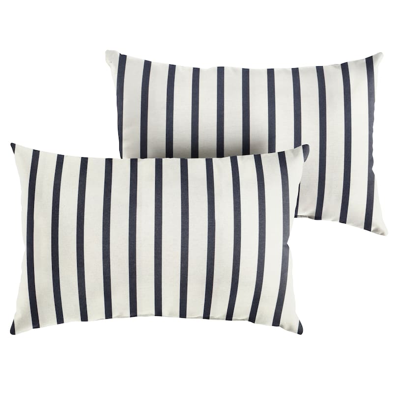 Sunbrella Lido Indigo Stripe Indoor/Outdoor Knife Edge Pillow (Set of 2)