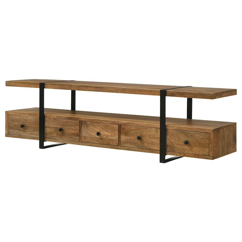 Otto 5-Drawer Mango Wood 70" TV Stand Media Console Brown