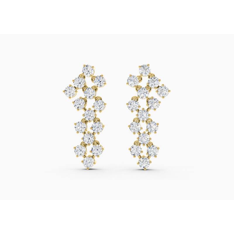 14K Gold Chandelier Lab Grown Diamond Fashion Drop Earrings 2.86 CTTW - Yellow