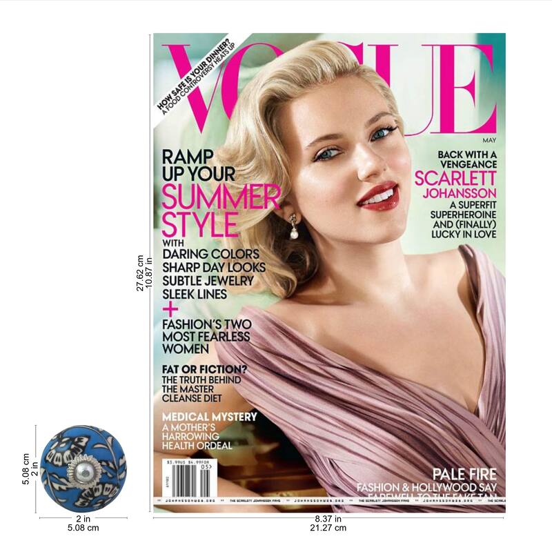 Set of 6 Handcrafted Ceramic 'Charming Blue Flowers' Cabinet Knobs (India) - 2