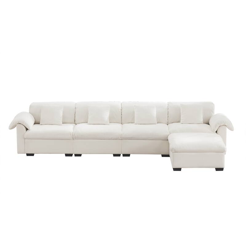 Velvet Fabric Modular Cloud Couch with Storage Seat,Free Combination