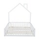 preview thumbnail 13 of 16, Full Size House Shaped Kids Platform Bed Frame with Guardrai, Natural