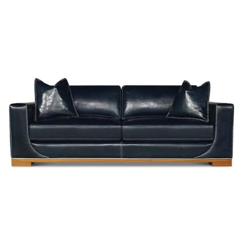 Cassidy Italian Full Grain Leather Mid-Century Modern Sofa