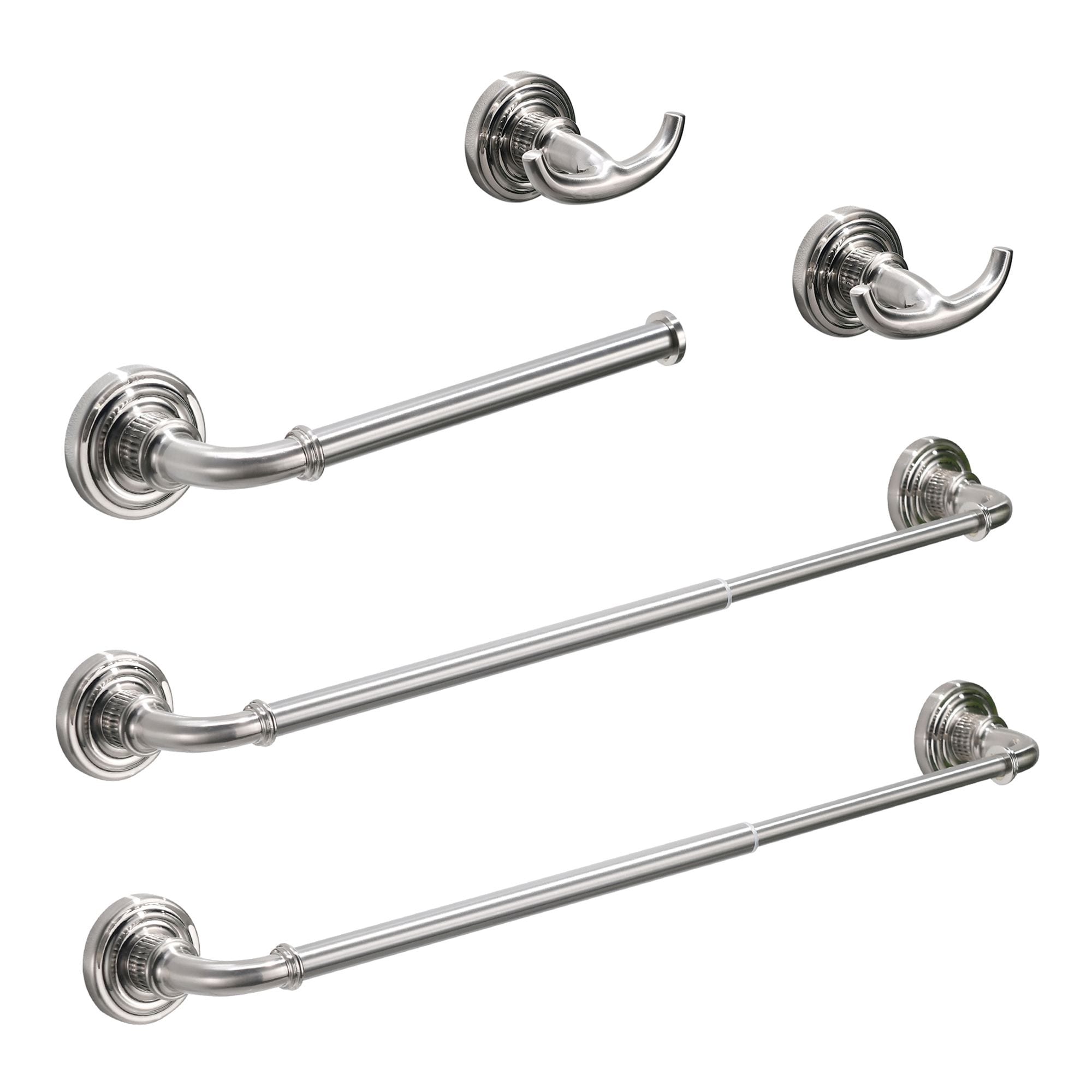5-Piece Brushed Nickel Bathroom Hardware Set in Stainless Steel