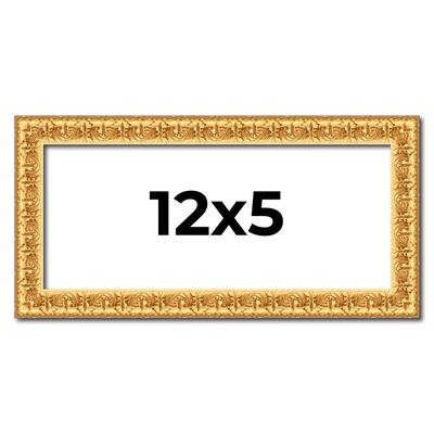 12x5 Frame Gold Real Wood Picture Frame Width 1 inches | Interior