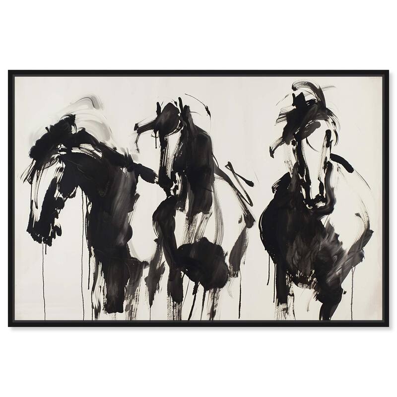Horses in Ink Canvas by Art Remedy - Black - 30" x 20"