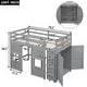 preview thumbnail 3 of 10, Wood Twin Size Loft Bed with Built-in Storage Wardrobe and Two Windows, Gray