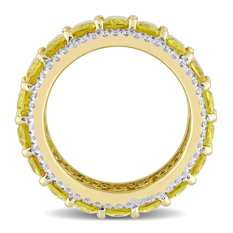 Miadora 14k Yellow Gold 10ct TGW Yellow Sapphire and 3/5ct TDW Diamond Eternity Wedding Band Ring