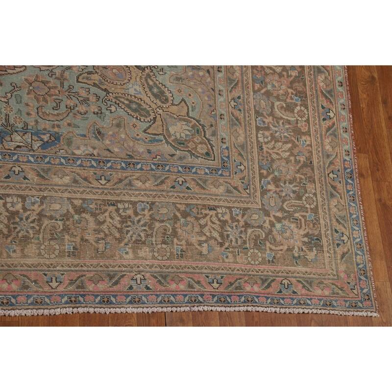 Floral Tabriz Persian Area Rug Handmade Living Room Wool Carpet - 9'8"x 12'7"