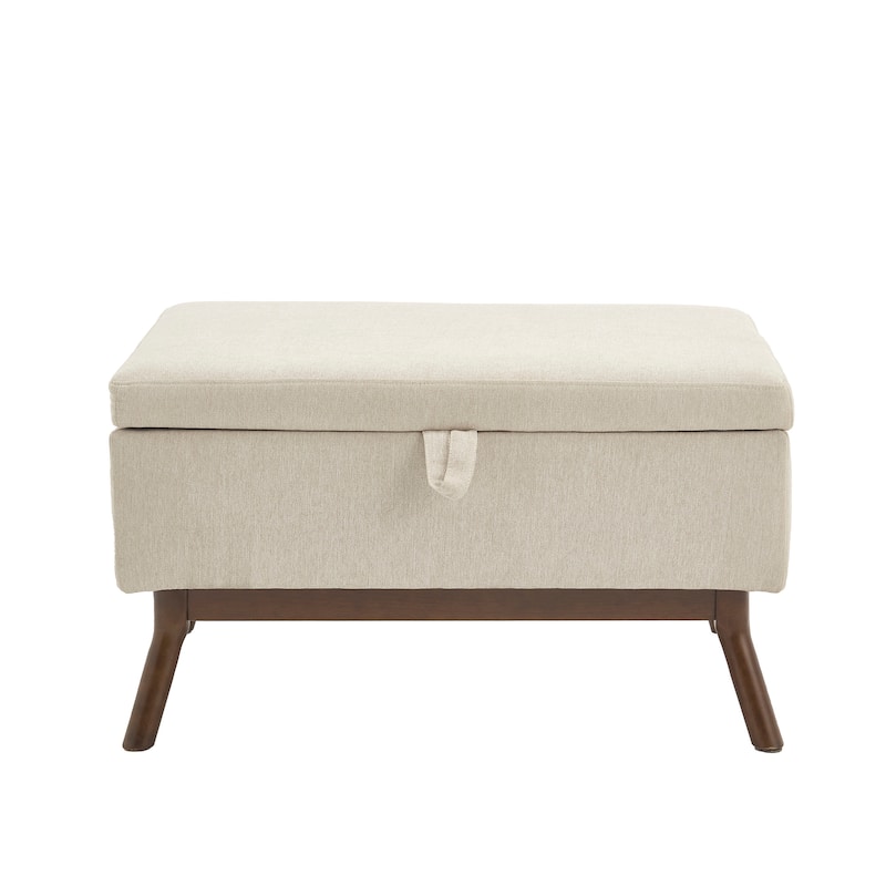 Mid-century Modern Square Coffee Table, Storage Ottoman with Flip Top, Shoe Bench with Hidden Storage Compartment
