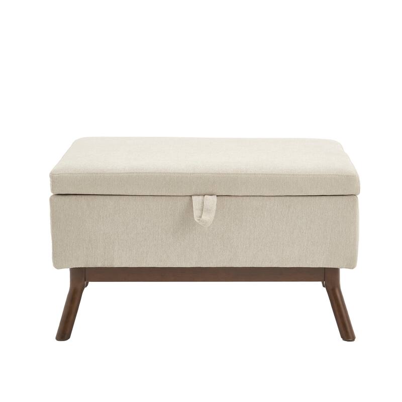 Mid-century modern square coffee table storage bench, assembled, suitable for living room