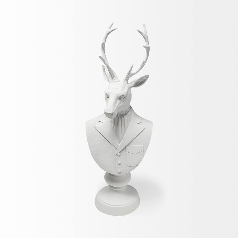 Mozart White Resin Deer In A Suit Decorative Object