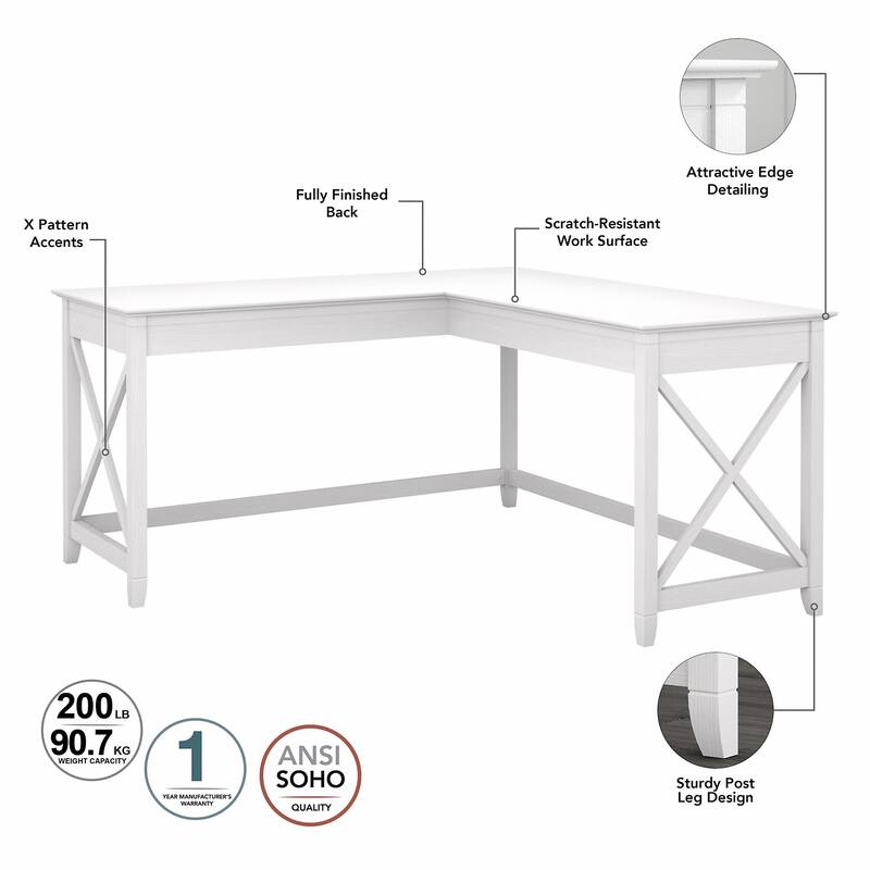 Key West 60W L-Desk with Tufted Office Chair by Bush Furniture