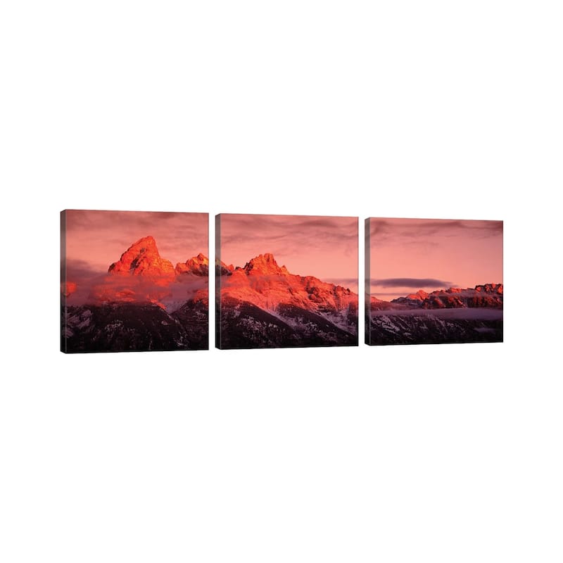 iCanvas "Sunrise, Teton Range, Grand Teton National Park, Wyoming, USA" by Panoramic Images 3-Piece Canvas Wall Art Set