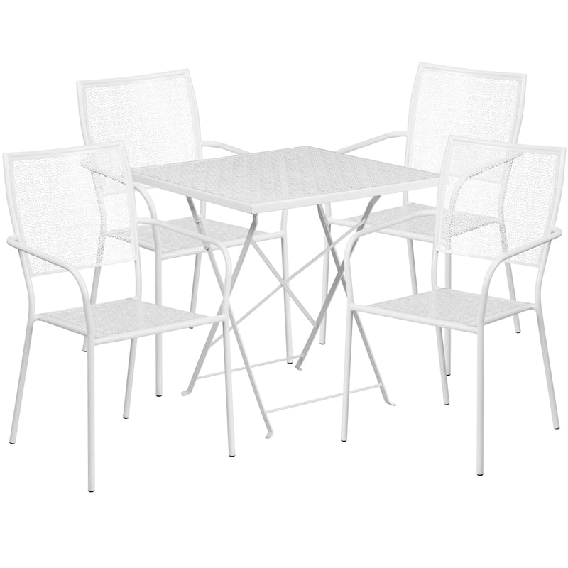 28-inch Square 5-piece Indoor/ Outdoor Folding Table and Chairs Set
