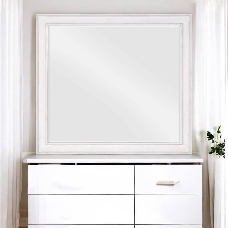Weathered White Finish Mirror - White