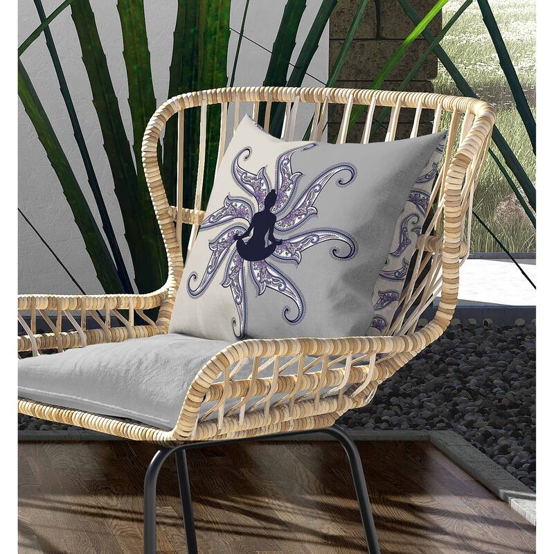 Mystic Silence Indoor/Outdoor Reversible Throw Pillow Silver and Coffee