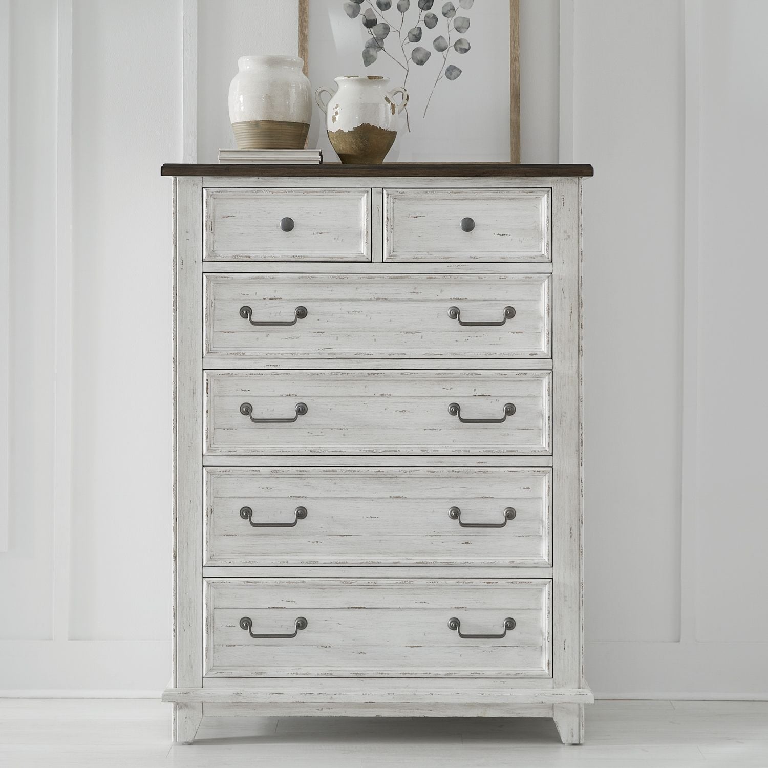 River Place Riverstone White & Tobacco Dresser