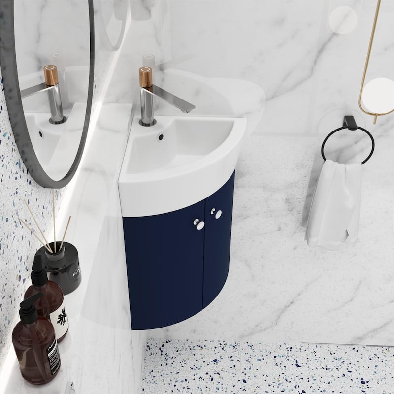 Bathroom Vanity With Sink In 12/16 Inch, Floating Bathroom Vanity With Soft Close Door And Shelf
